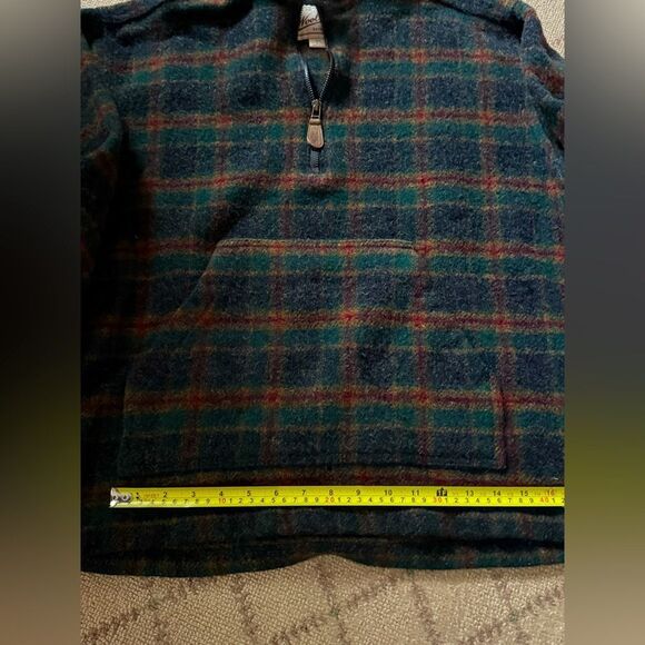 Woolrich Original outerwear wool plaid with green 1/2 zip L - Picture 7 of 10